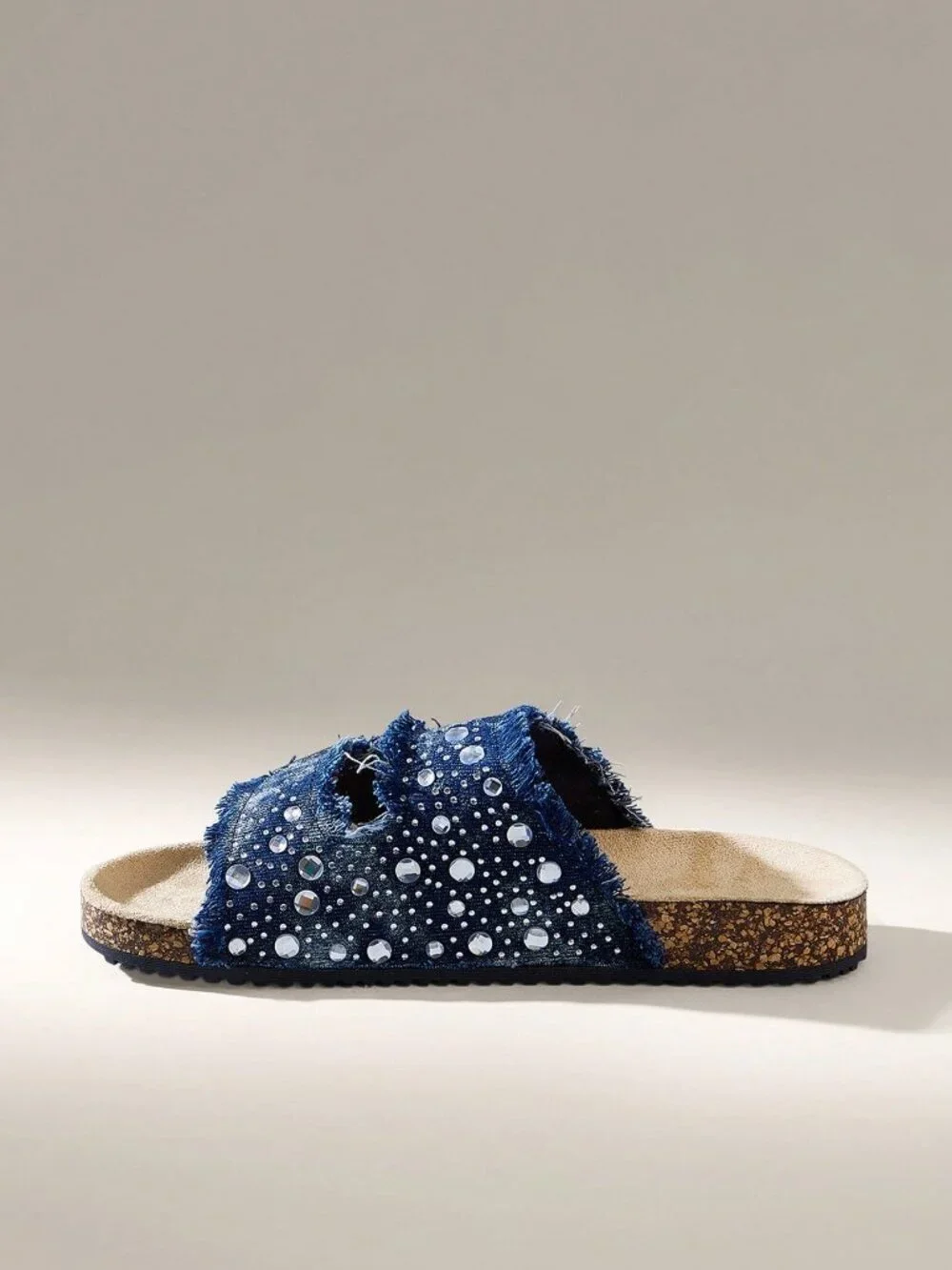 Navy Blue Street Women's Round-Toe Tassel Double Buckle Flat Bottom Shoes